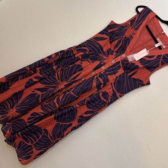 Anthropologie Hutch Indy Sleeveless V-Neck Button-Front Midi Dress size 12 - Picture 6 of 12